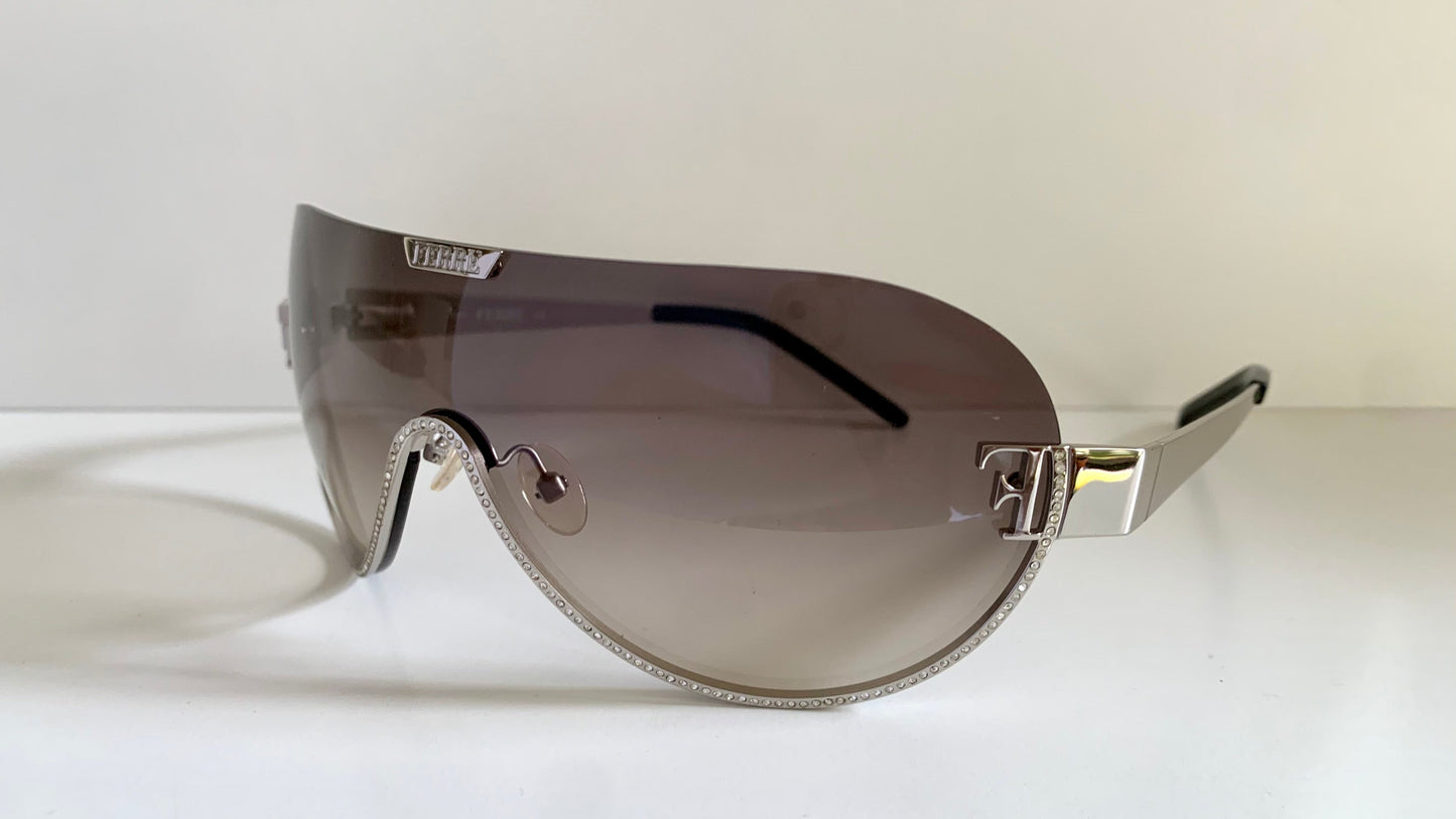 Gianfranco Ferre vintage sunglasses - Y2K aviator silver frame with rhinestones