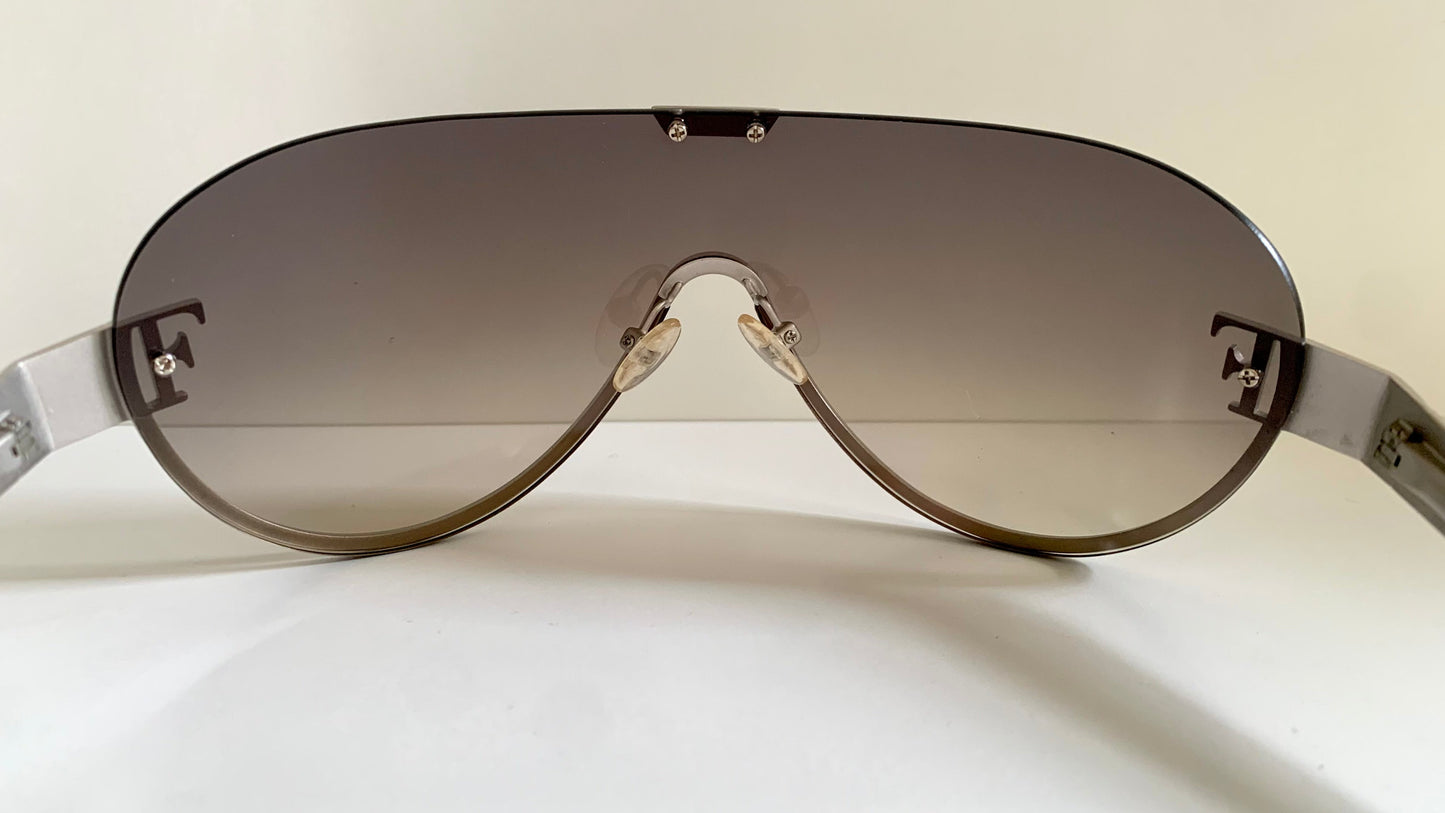 Gianfranco Ferre vintage sunglasses - Y2K aviator silver frame with rhinestones