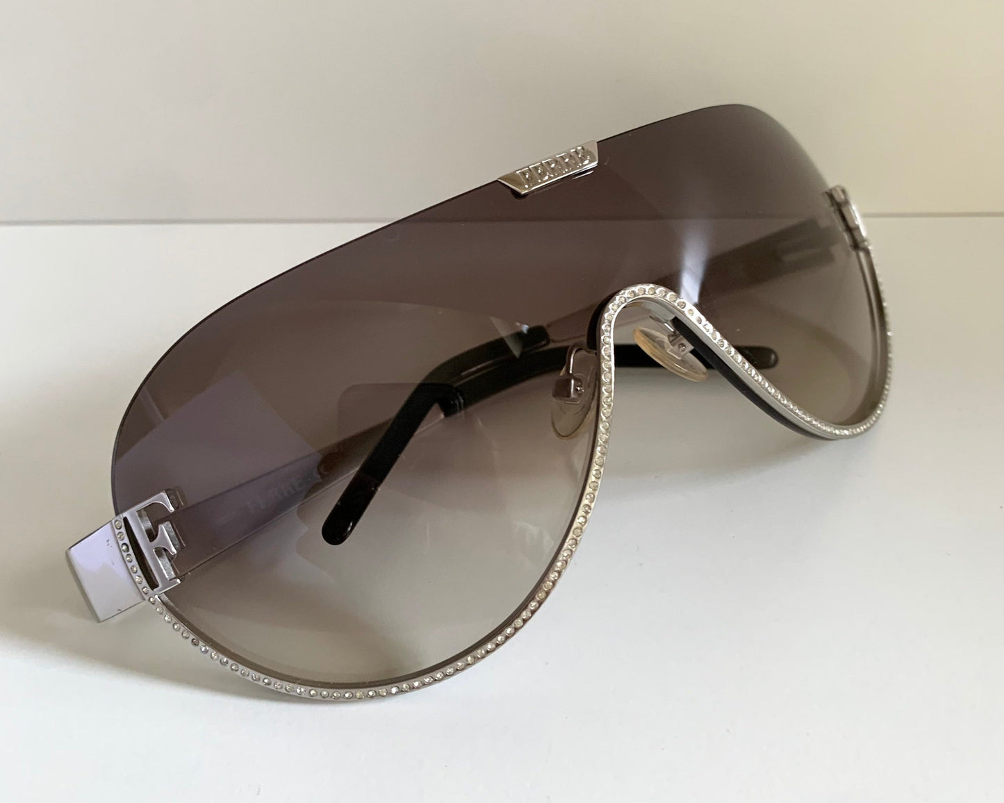 Gianfranco Ferre vintage sunglasses - Y2K aviator silver frame with rhinestones