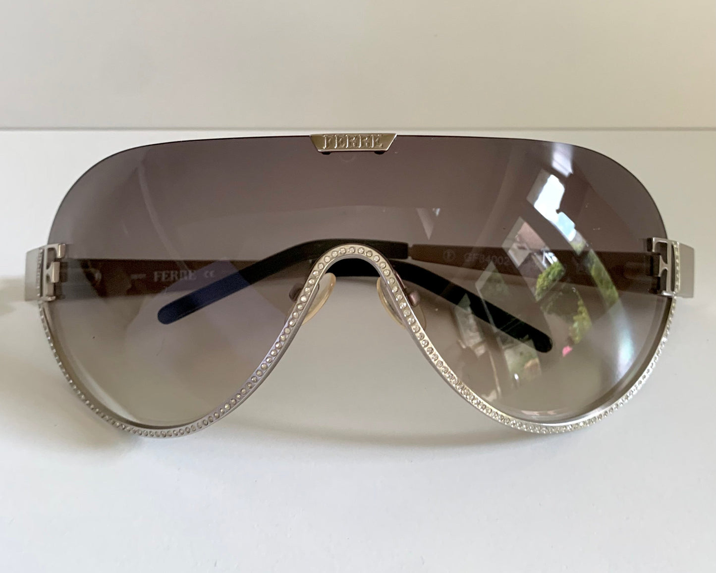 Gianfranco Ferre vintage sunglasses - Y2K aviator silver frame with rhinestones