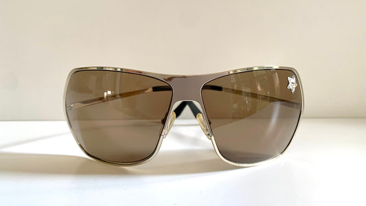 Christian Dior Vintage Sunglasses - Secret 1 XL light gold shield wrap frames