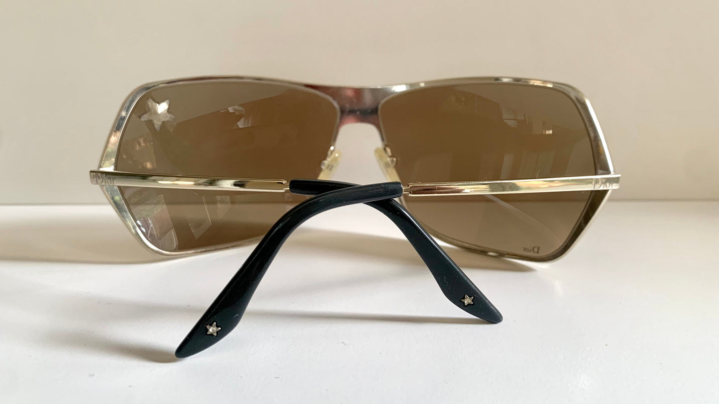 Christian Dior Vintage Sunglasses - Secret 1 XL light gold shield wrap frames