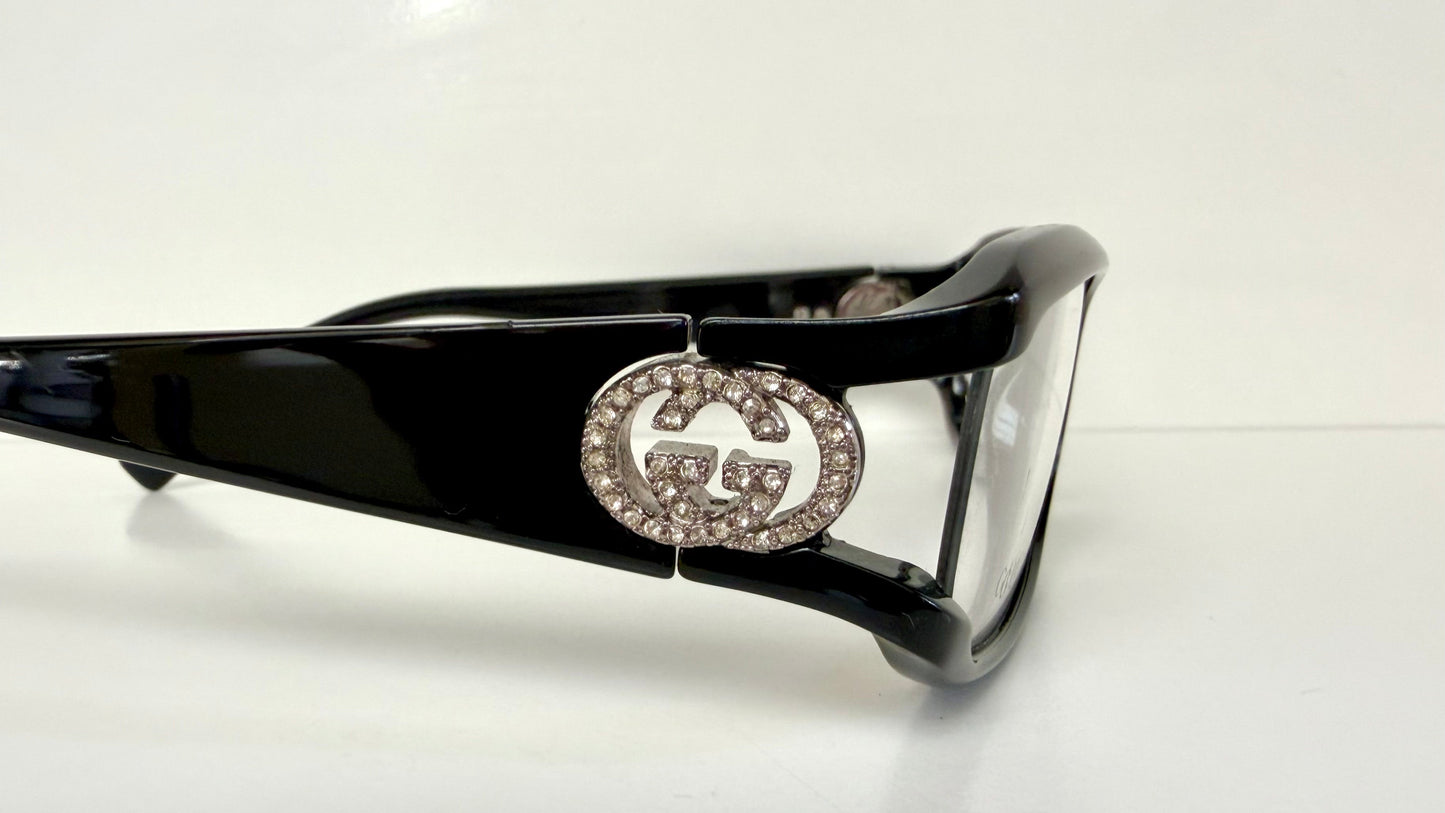 Vintage Gucci 00s frame - black and rhinestones Y2K eyewear