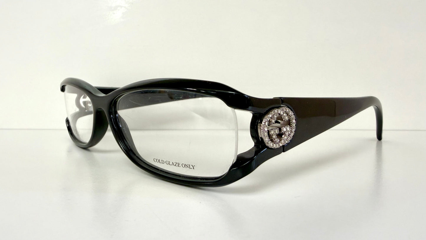 Vintage Gucci 00s frame - black and rhinestones Y2K eyewear