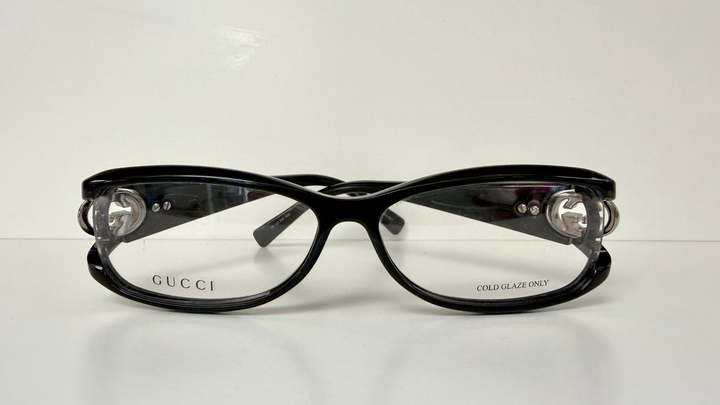 Vintage Gucci 00s frame - black and rhinestones Y2K eyewear