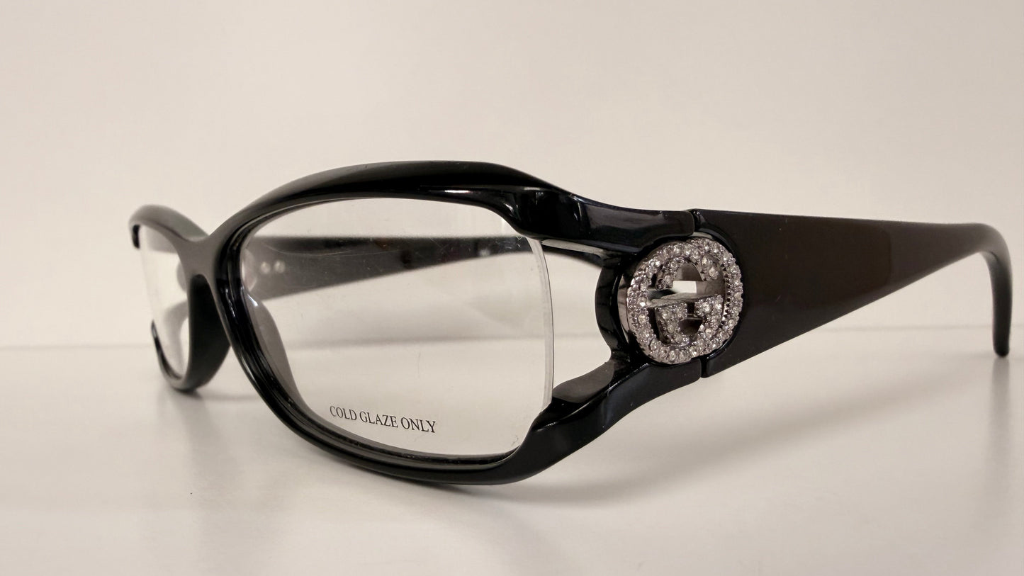 Vintage Gucci 00s frame - black and rhinestones Y2K eyewear