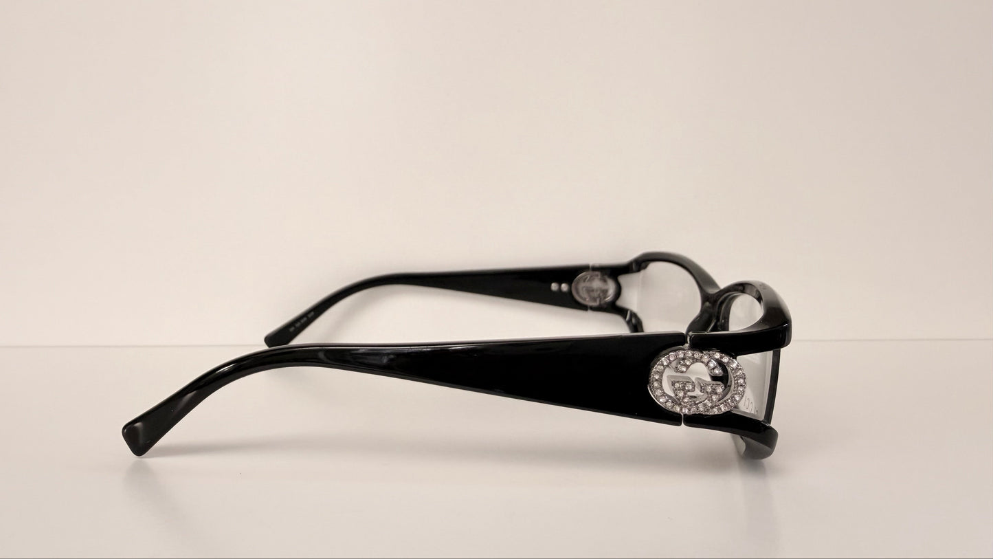 Vintage Gucci 00s frame - black and rhinestones Y2K eyewear