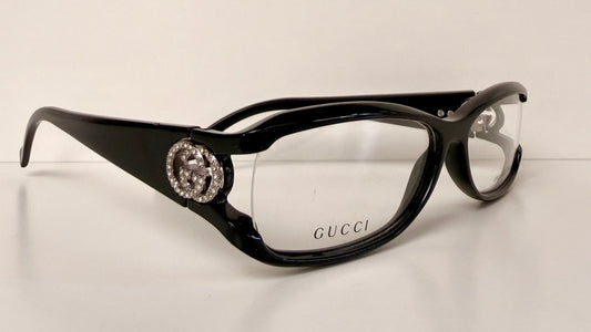 Vintage Gucci 00s frame - black and rhinestones Y2K eyewear