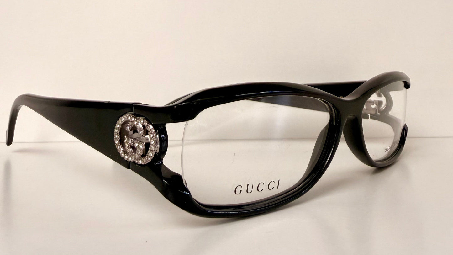 Vintage Gucci 00s frame - black and rhinestones Y2K eyewear