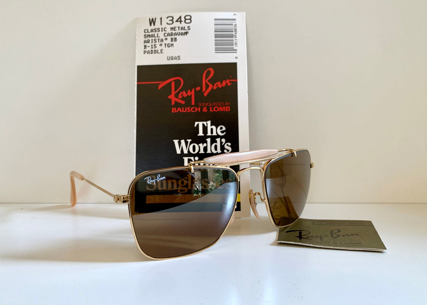 Vintage Ray Ban USA B&L W1348 Small Caravan sunglasses- 52mm mirrored lenses NOS