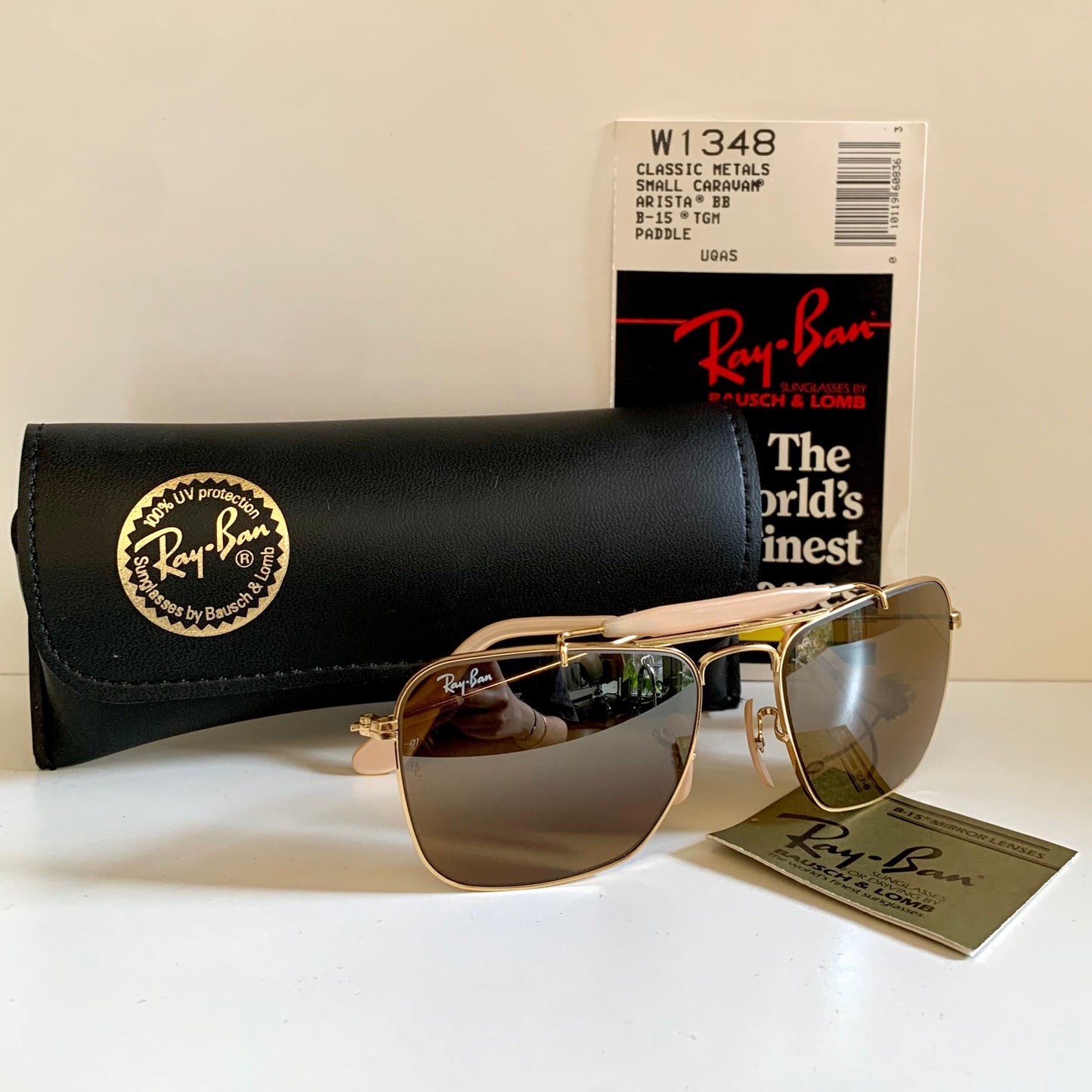 Vintage Ray Ban USA B&L W1348 Small Caravan sunglasses- 52mm mirrored lenses NOS
