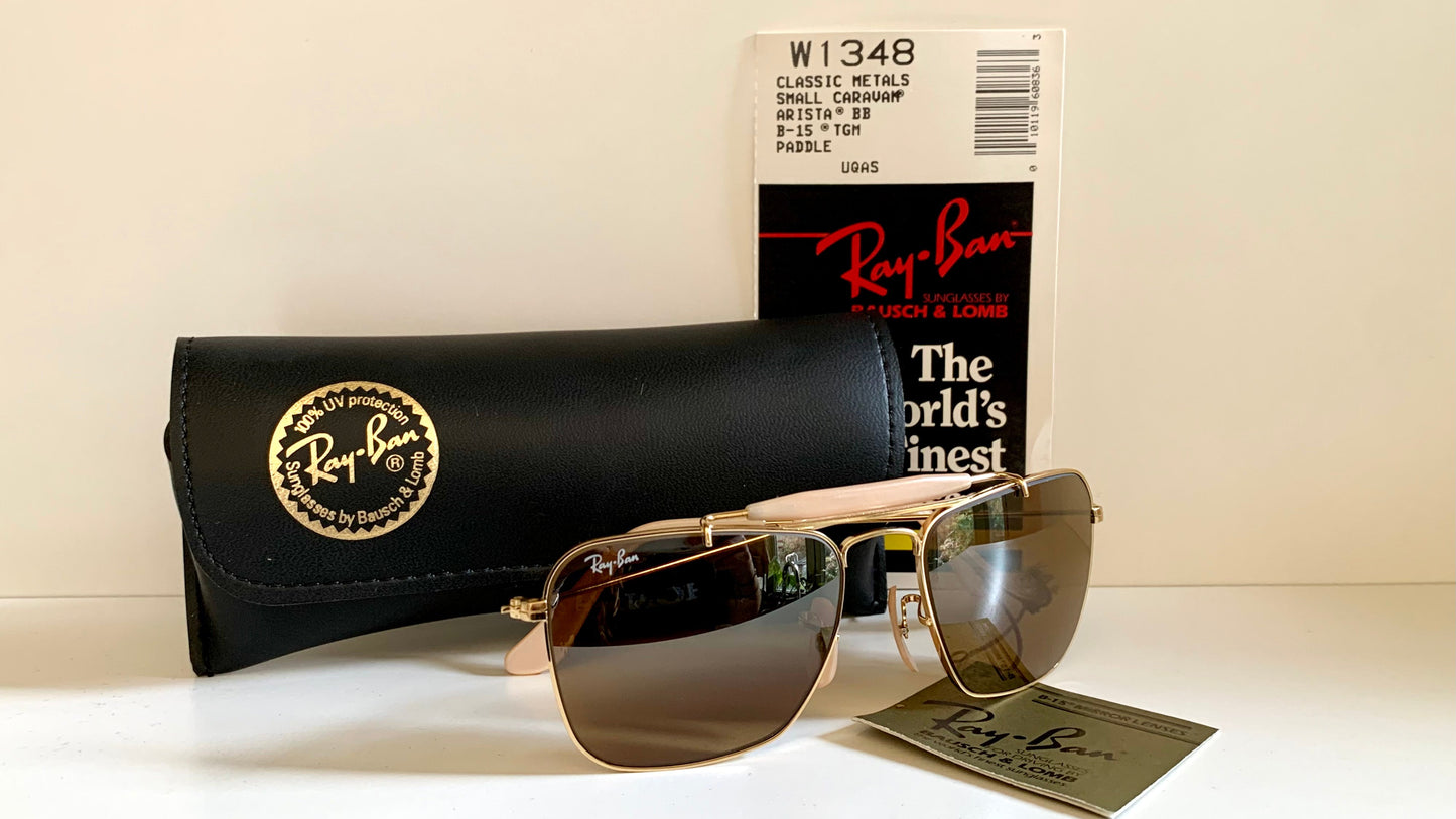 Vintage Ray Ban USA B&L W1348 Small Caravan sunglasses- 52mm mirrored lenses NOS