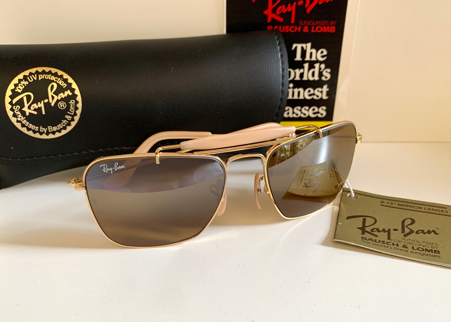 Vintage Ray Ban USA B&L W1348 Small Caravan sunglasses- 52mm mirrored lenses NOS