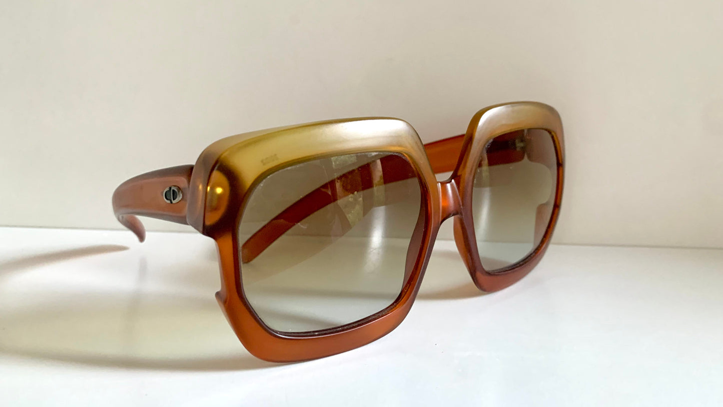 Christian Dior 70s vintage sunglasses - XXL square orange and yellow frame