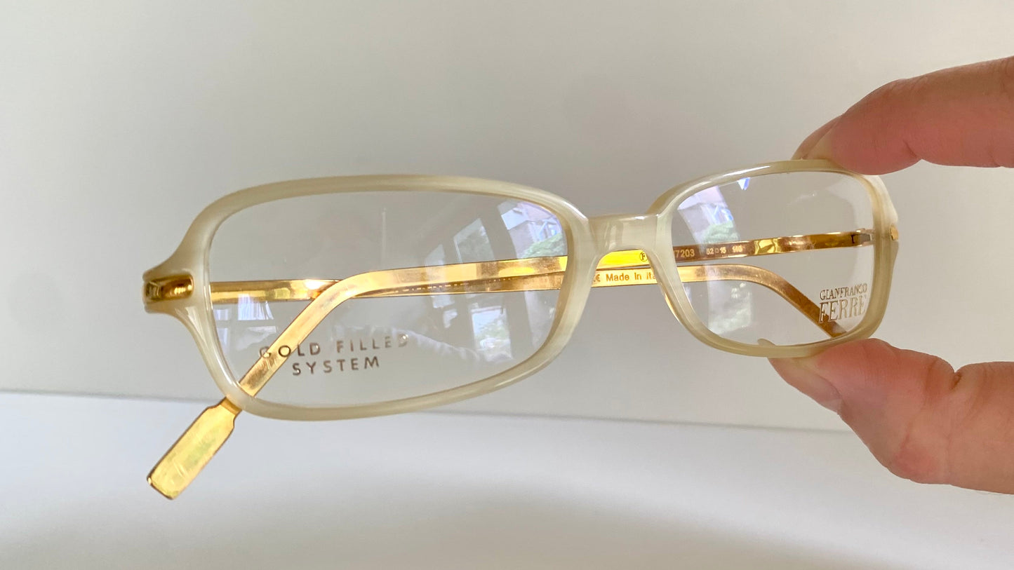 Vintage Gianfranco Ferre 00s frame - white gold filled Y2K eyewear