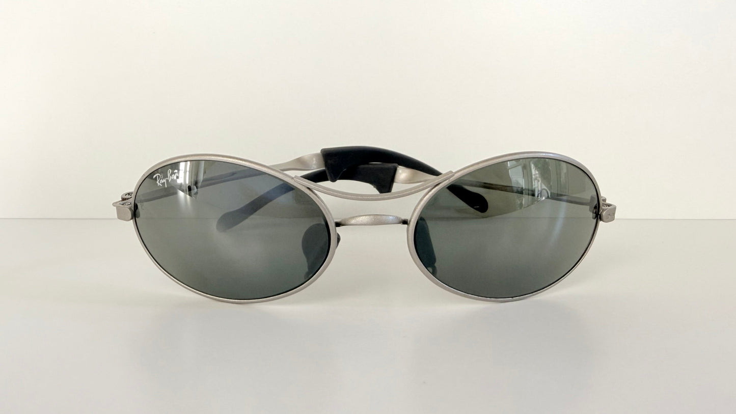 Ray Ban B&L Orbs USA vintage sunglasses - Orbs Ellipse matte silver mirrored frame