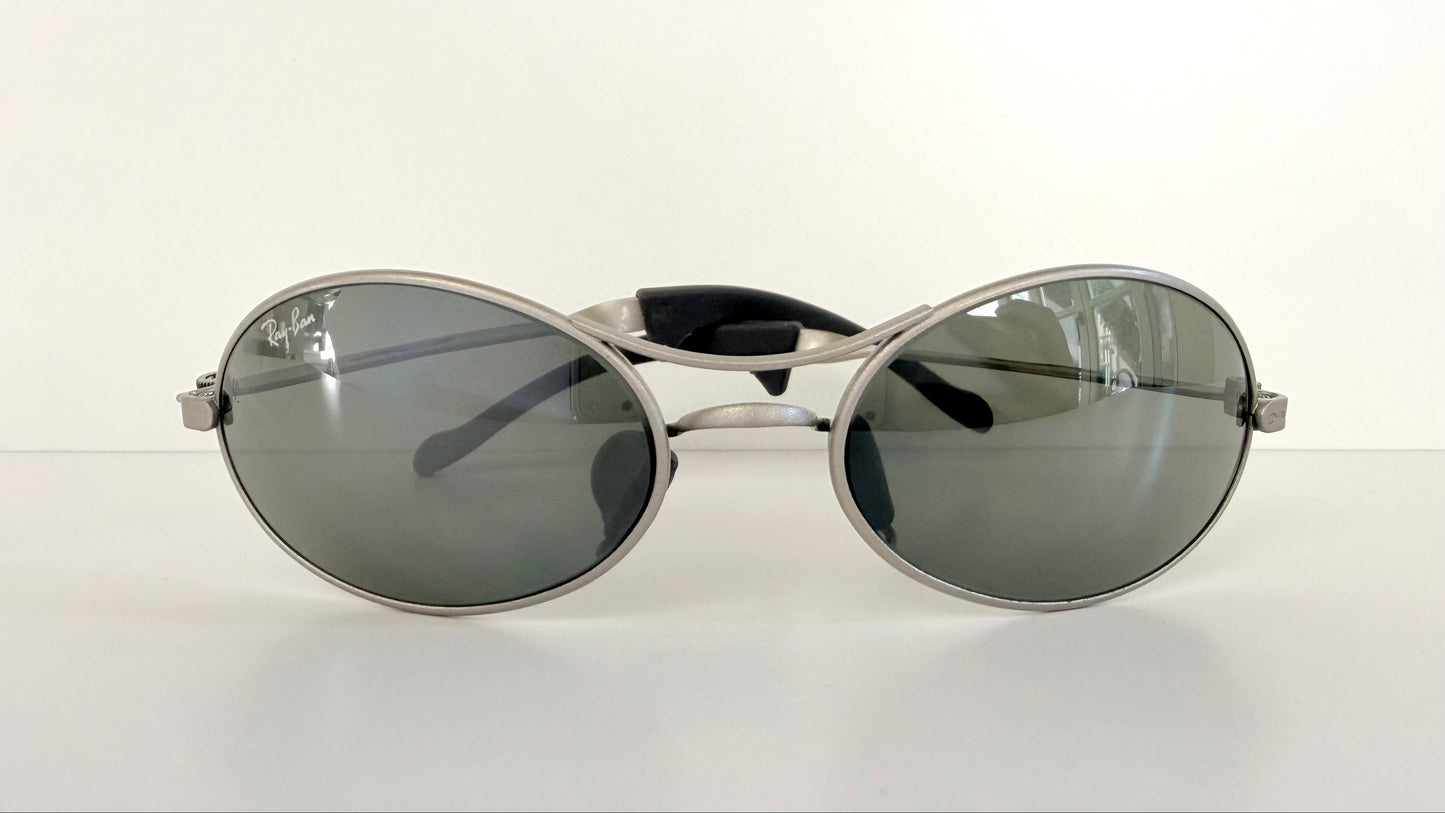 Ray Ban B&L Orbs USA vintage sunglasses - Orbs Ellipse matte silver mirrored frame