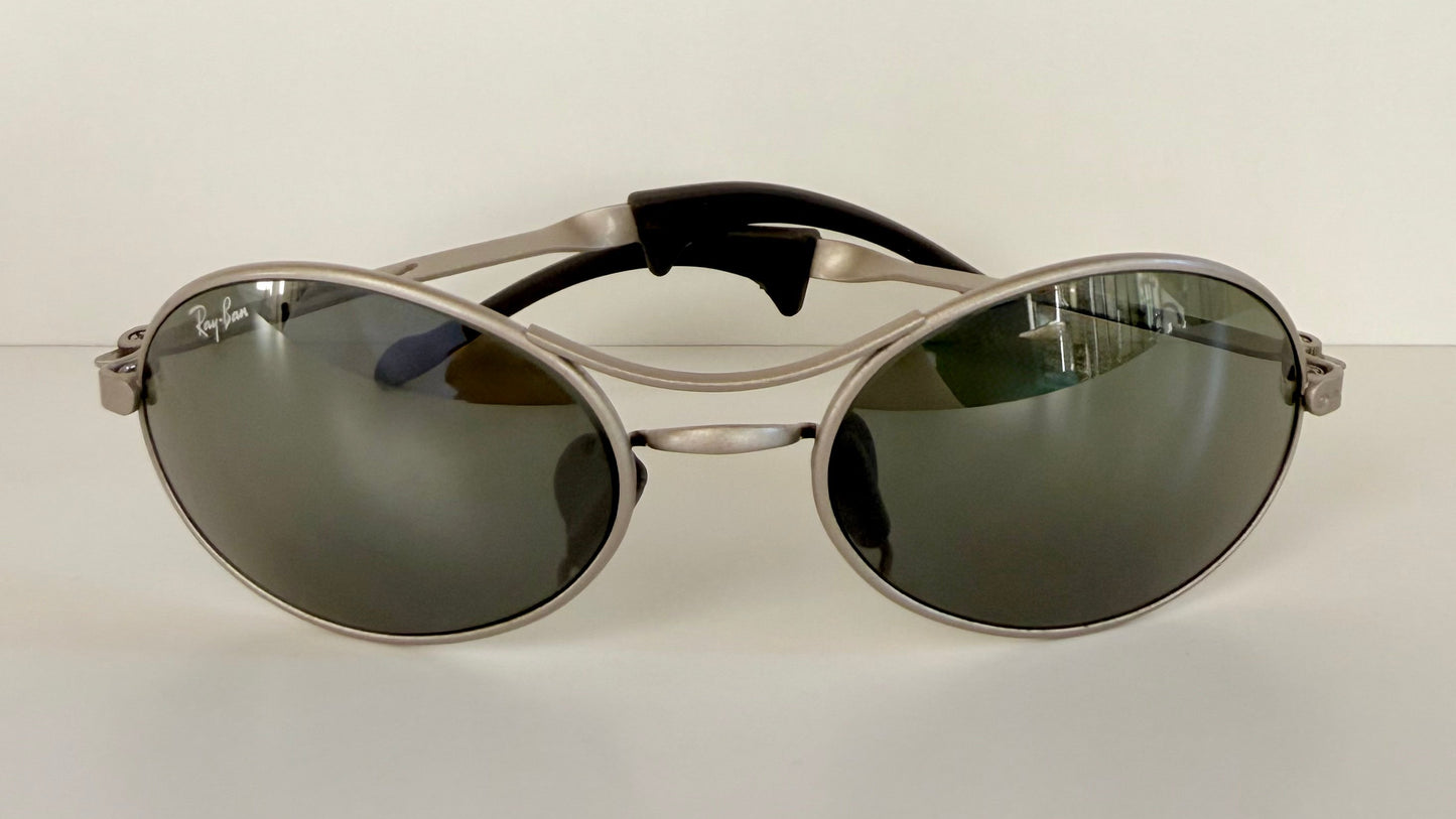 Ray Ban B&L Orbs USA vintage sunglasses - Orbs Ellipse matte silver mirrored frame
