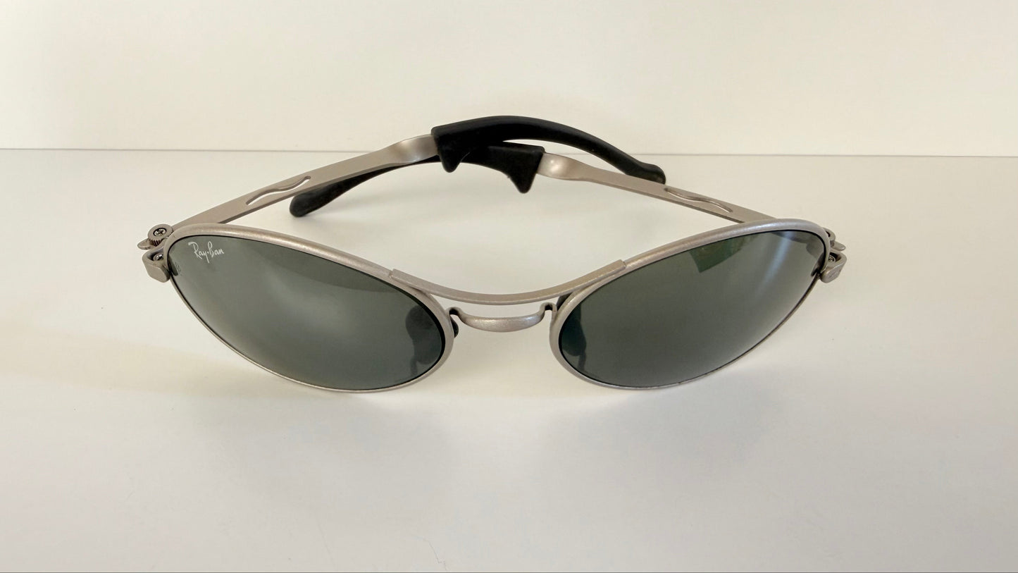 Ray Ban B&L Orbs USA vintage sunglasses - Orbs Ellipse matte silver mirrored frame