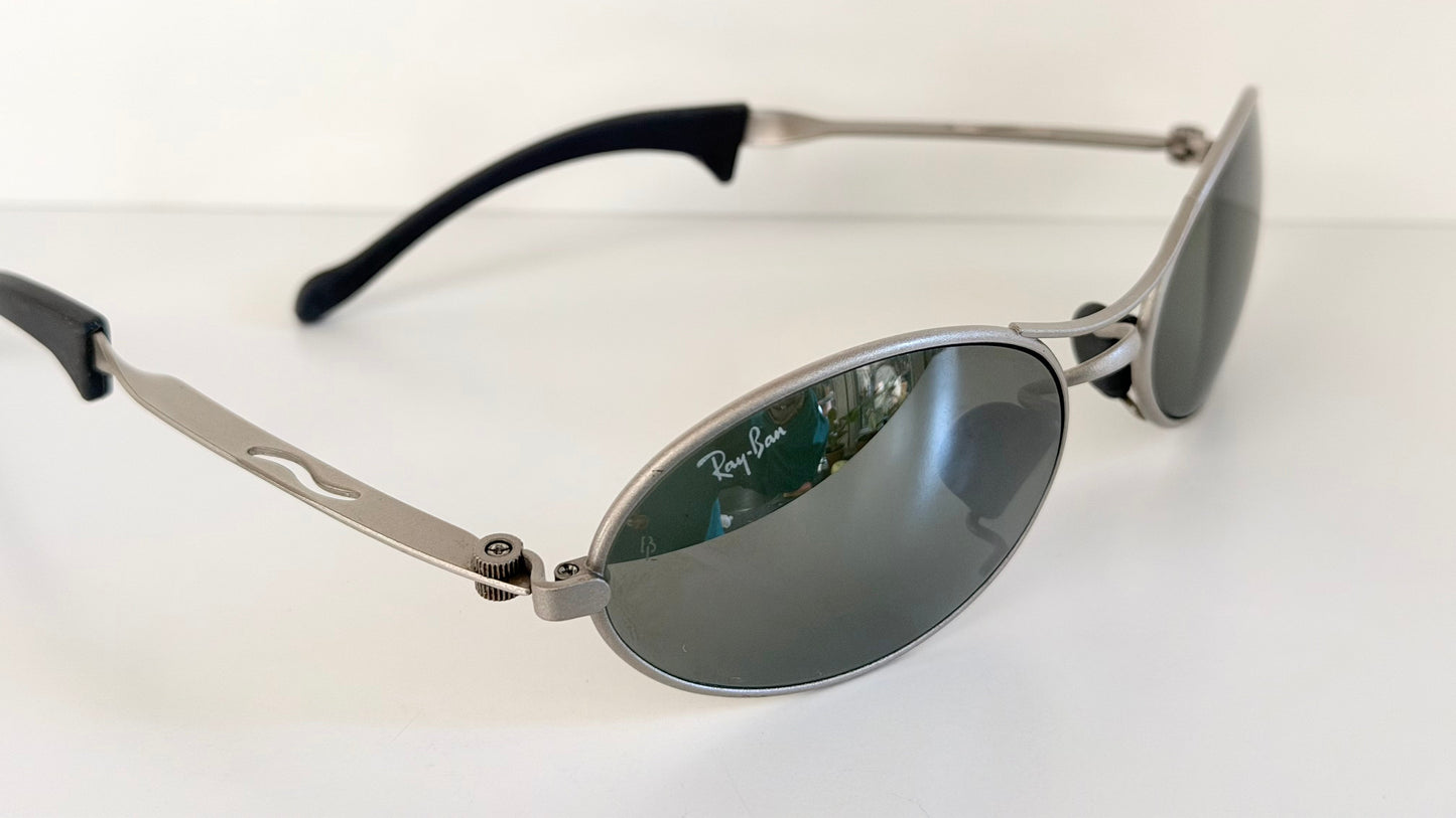 Ray Ban B&L Orbs USA vintage sunglasses - Orbs Ellipse matte silver mirrored frame
