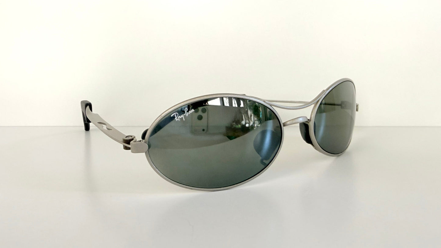 Ray Ban B&L Orbs USA vintage sunglasses - Orbs Ellipse matte silver mirrored frame