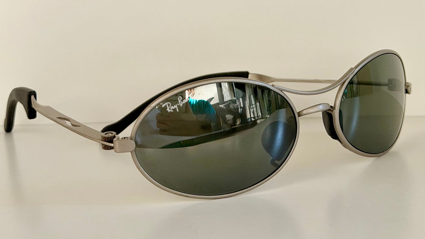 Ray Ban B&L Orbs USA vintage sunglasses - Orbs Ellipse matte silver mirrored frame