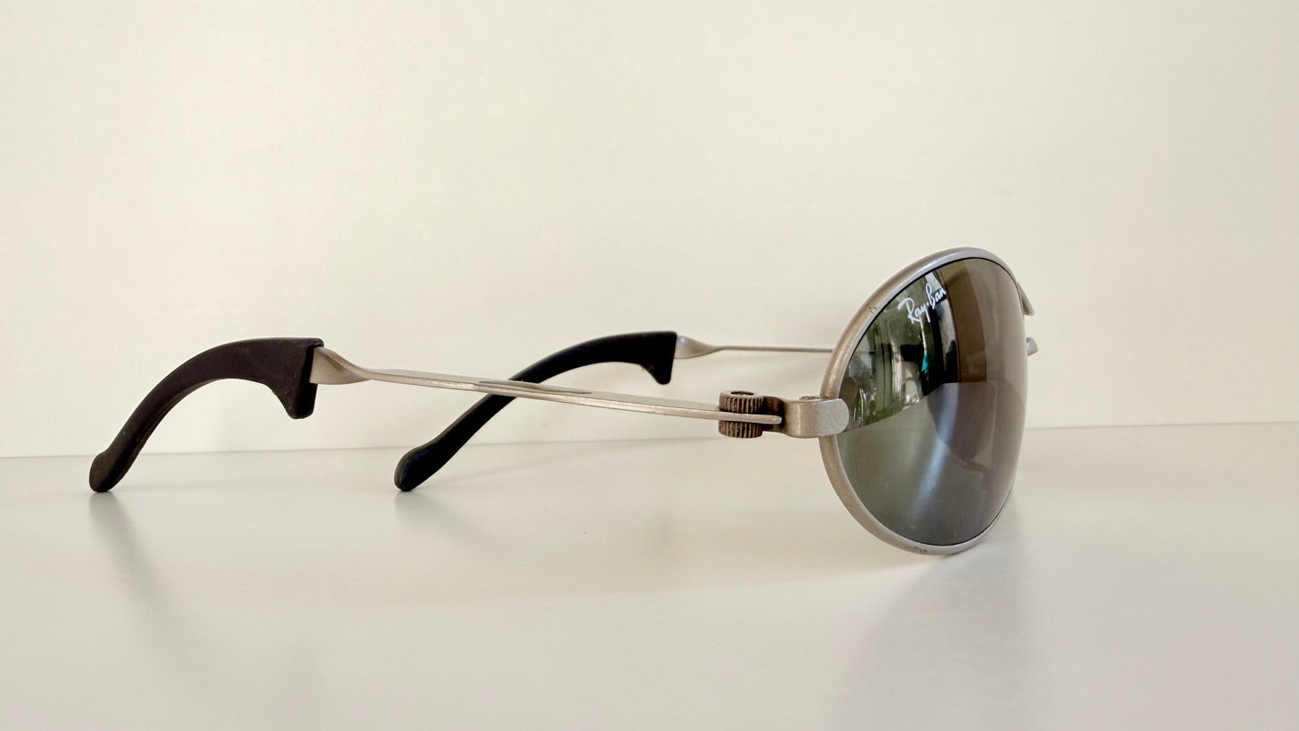 Ray Ban B&L Orbs USA vintage sunglasses - Orbs Ellipse matte silver mirrored frame