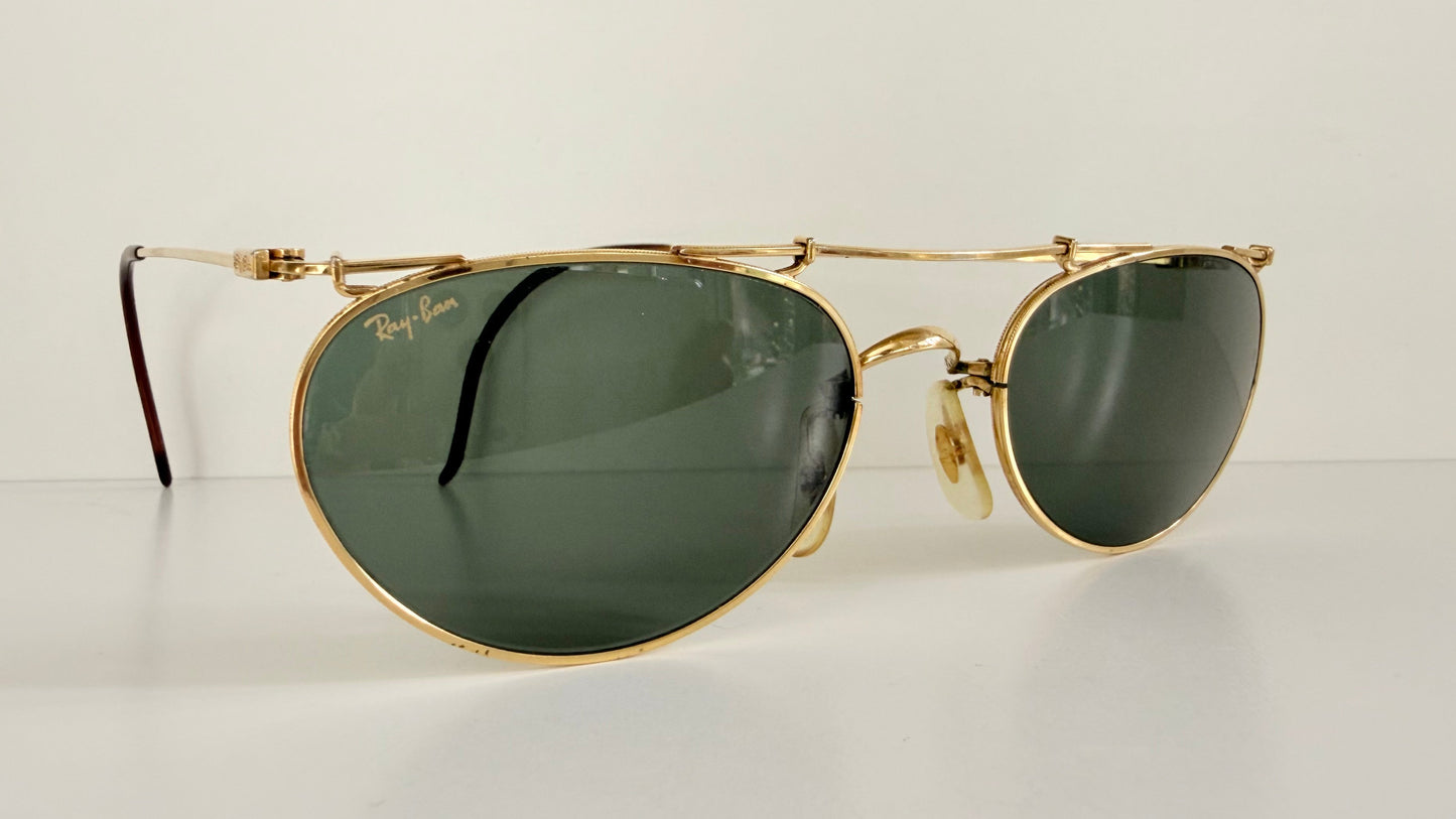 Ray Ban B&L USA vintage sunglasses - 80s W1532 Deco Metals golden frame