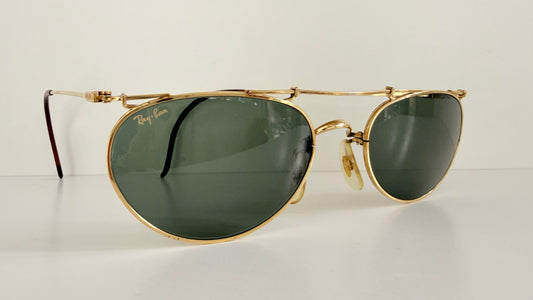 Ray Ban B&L USA vintage sunglasses - 80s W1532 Deco Metals golden frame