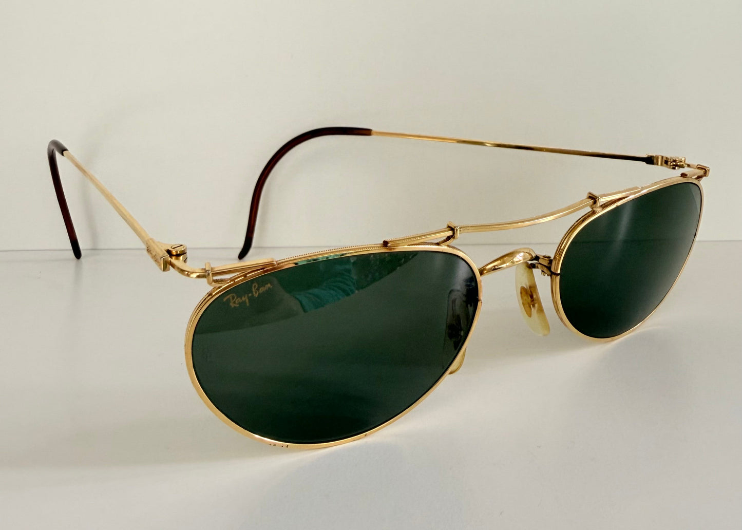 Ray Ban B&L USA vintage sunglasses - 80s W1532 Deco Metals golden frame