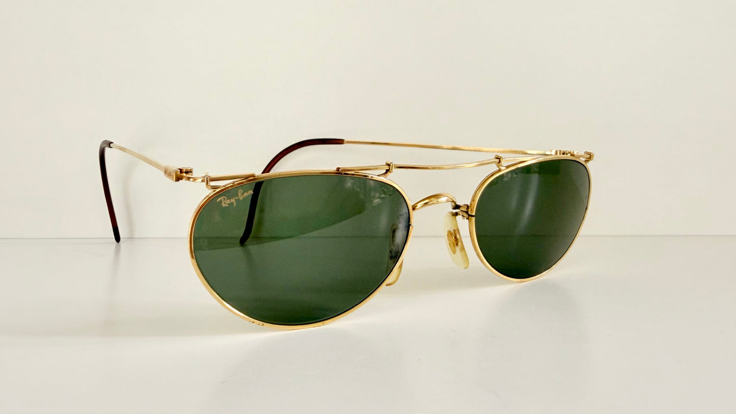 Ray Ban B&L USA vintage sunglasses - 80s W1532 Deco Metals golden frame