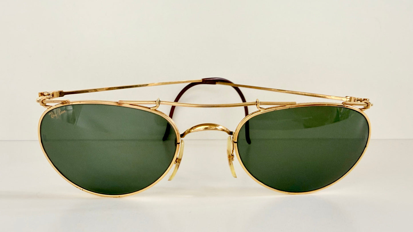 Ray Ban B&L USA vintage sunglasses - 80s W1532 Deco Metals golden frame