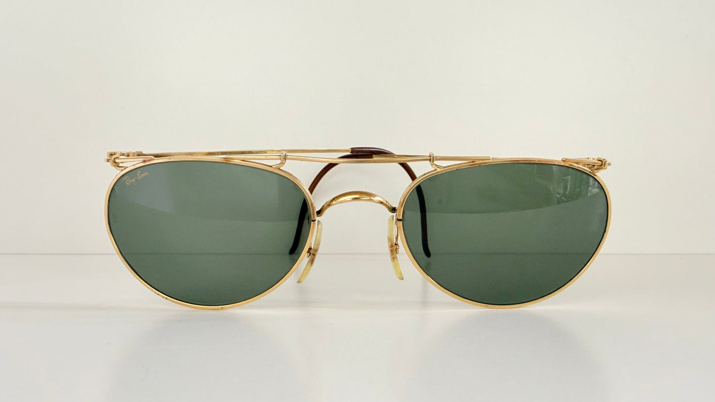 Ray Ban B&L USA vintage sunglasses - 80s W1532 Deco Metals golden frame