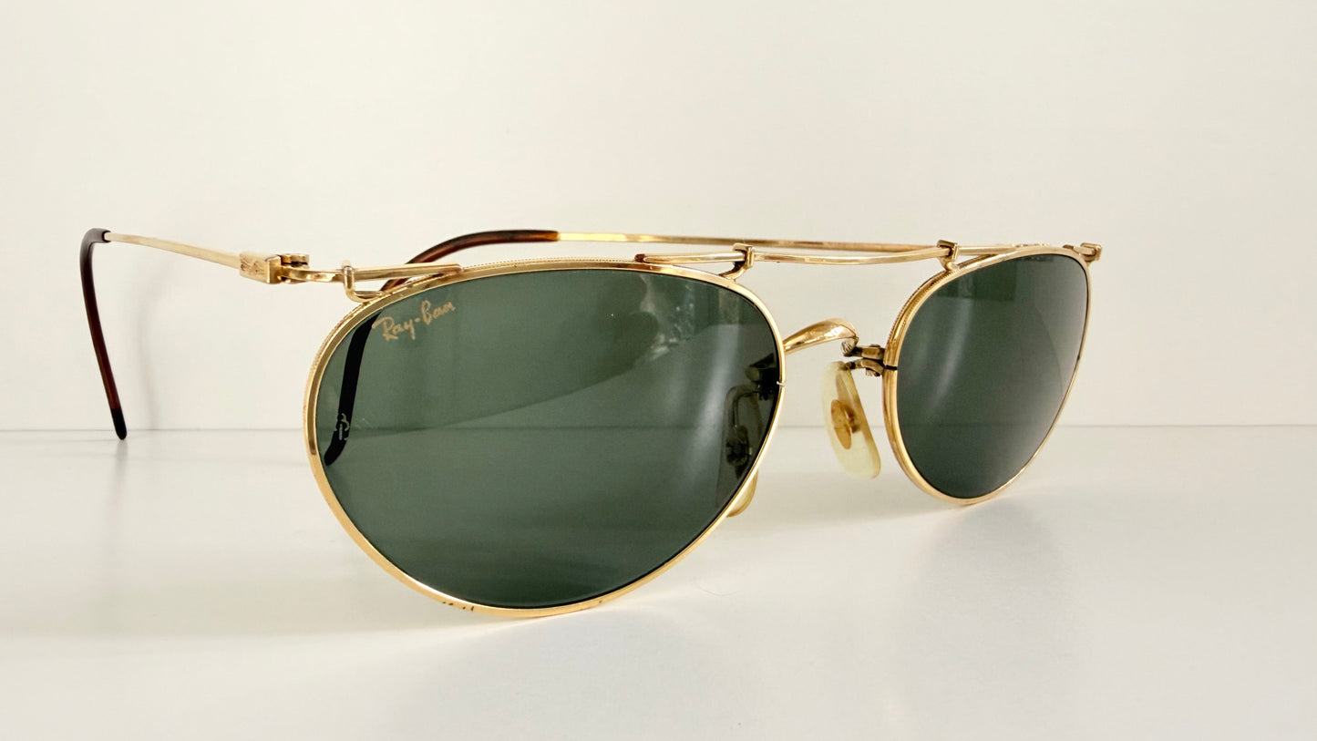 Ray Ban B&L USA vintage sunglasses - 80s W1532 Deco Metals golden frame