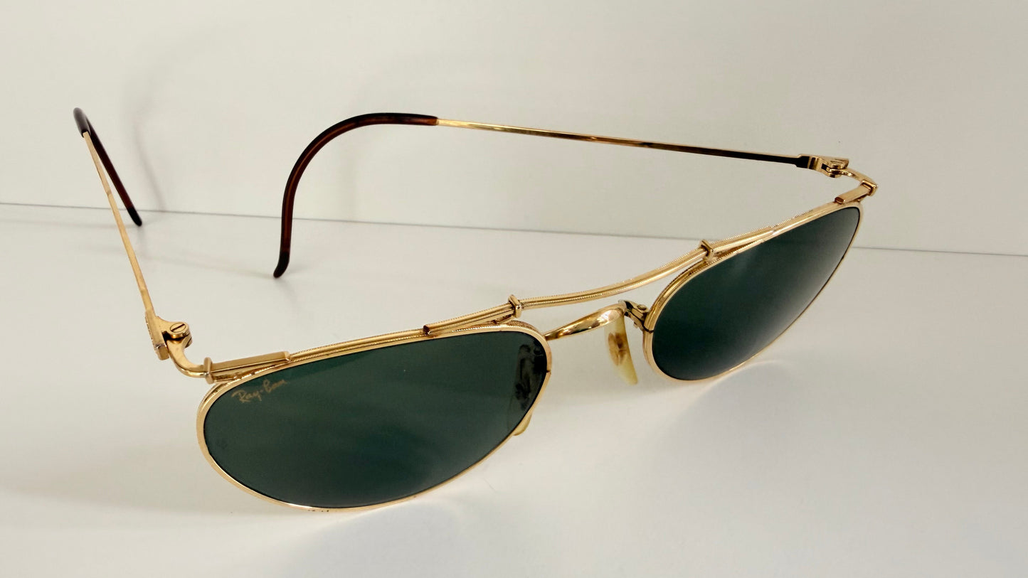 Ray Ban B&L USA vintage sunglasses - 80s W1532 Deco Metals golden frame