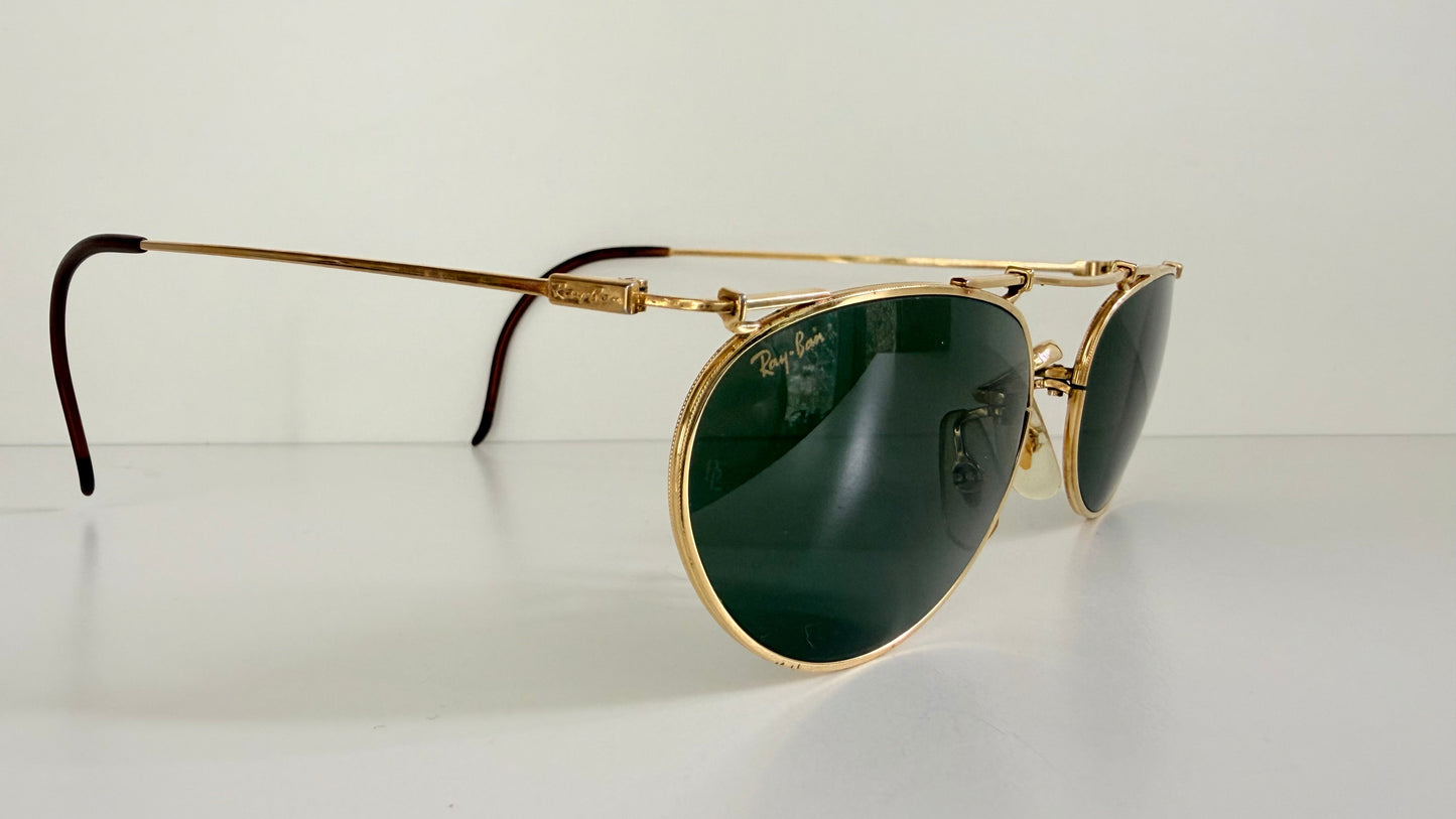 Ray Ban B&L USA vintage sunglasses - 80s W1532 Deco Metals golden frame