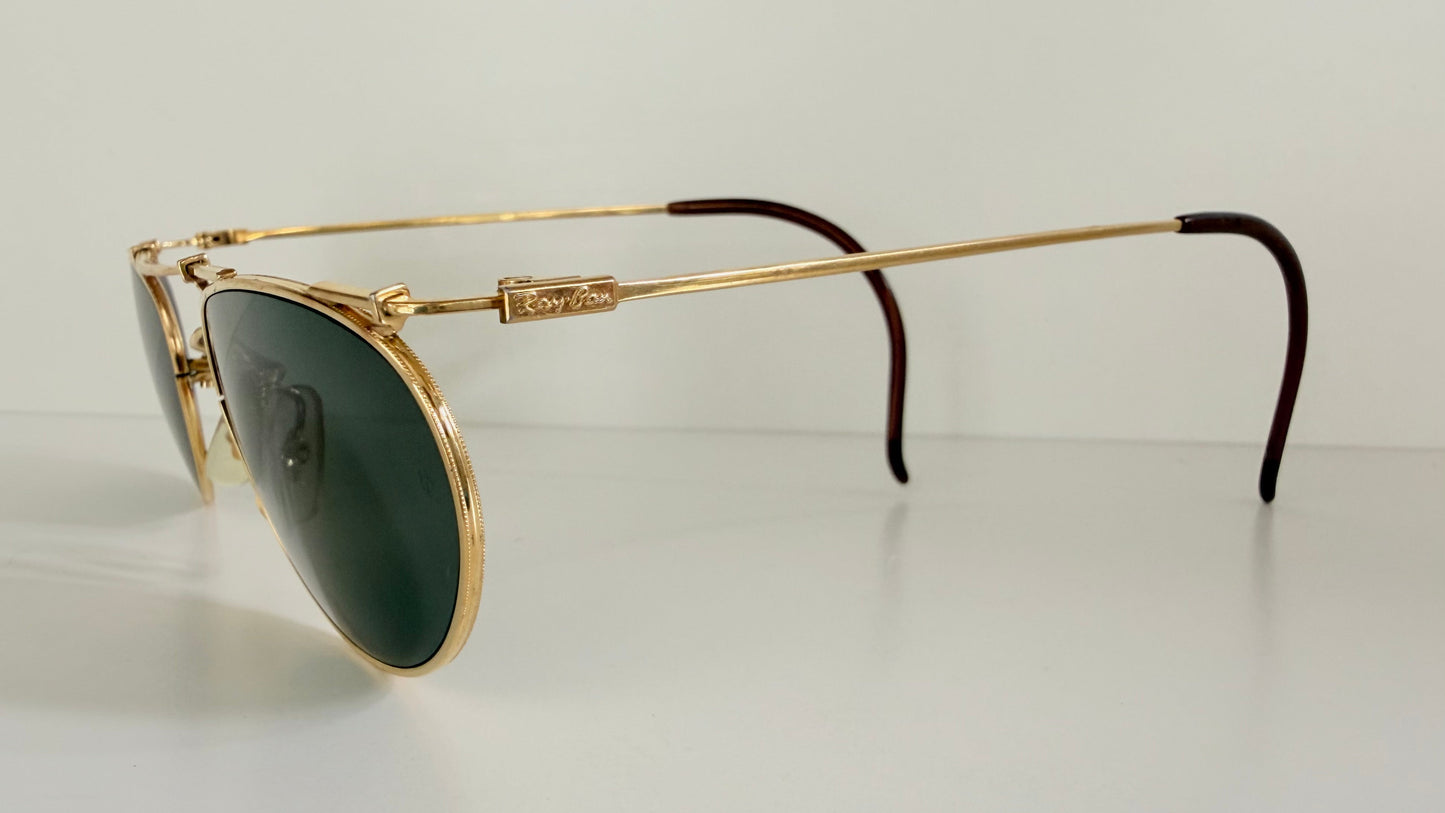 Ray Ban B&L USA vintage sunglasses - 80s W1532 Deco Metals golden frame
