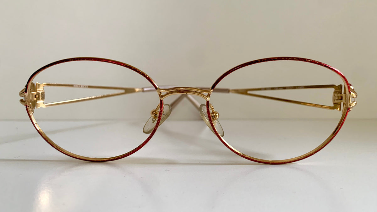 Nina Ricci 90s vintage glasses -red and gold frame