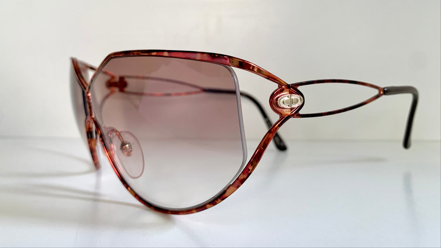 Christian Dior XL vintage sunglasses - 80s camouflage 2345 mask style frame