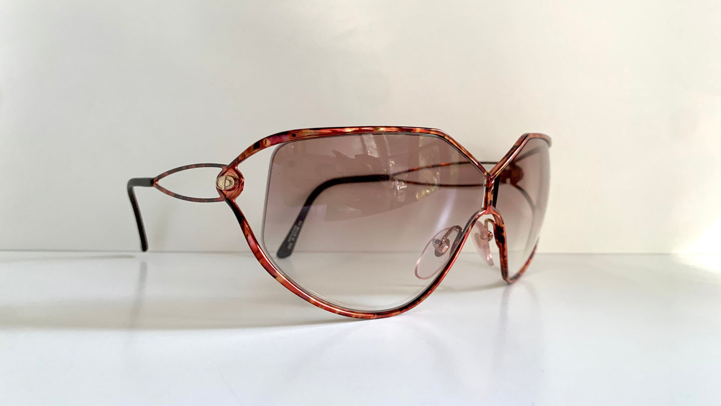 Christian Dior XL vintage sunglasses - 80s camouflage 2345 mask style frame