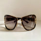 Gucci Vintage-Sonnenbrille aus den 90ern – brauner Wrap-Rahmen mit Strass-Horsebit-Logo