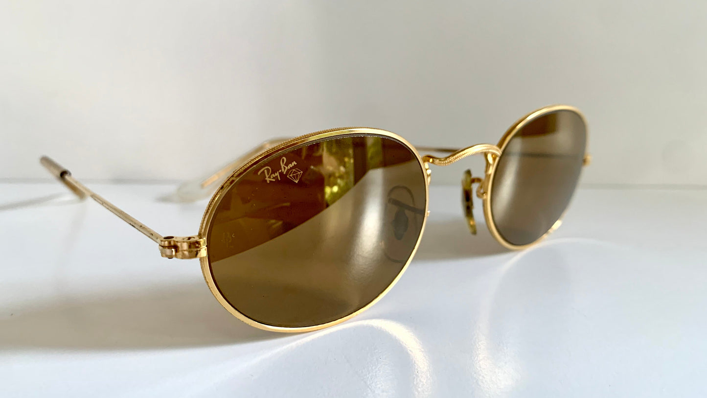 Ray Ban B&L USA - Diamond Hard W1919 90s 24k plated mirrored vintage sunglasses