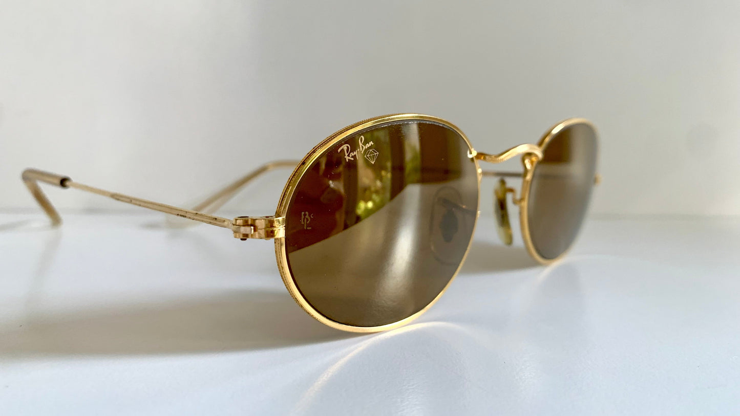 Ray Ban B&L USA - Diamond Hard W1919 90s 24k plated mirrored vintage sunglasses