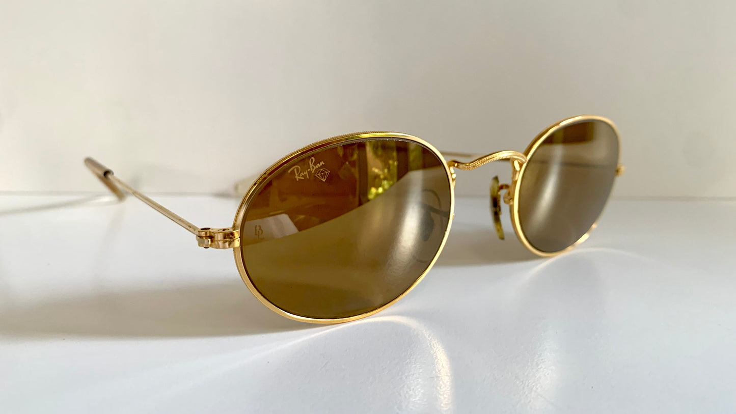 Ray Ban B&L USA - Diamond Hard W1919 90s 24k plated mirrored vintage sunglasses