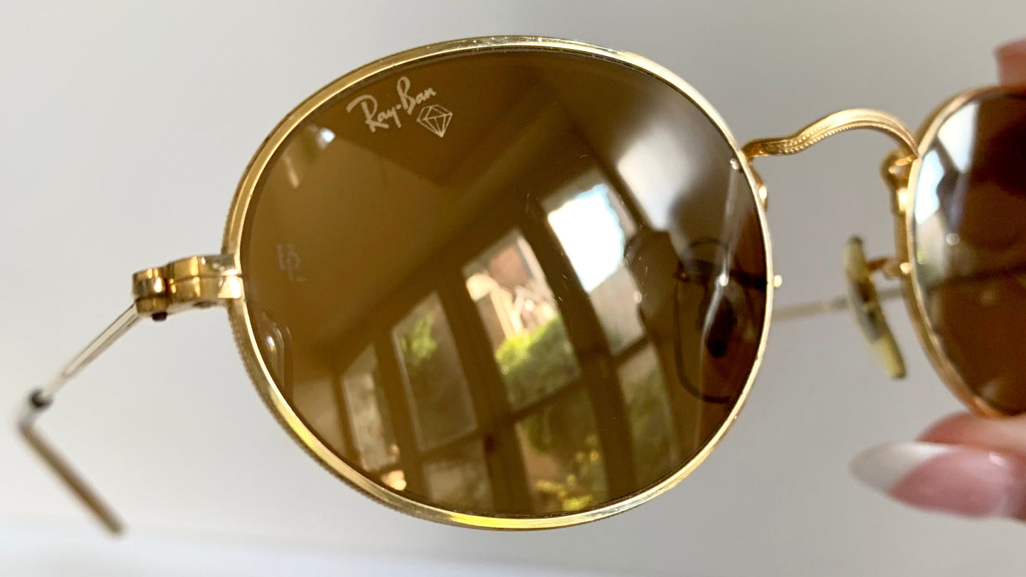 Ray Ban B&L USA - Diamond Hard W1919 90s 24k plated mirrored vintage sunglasses