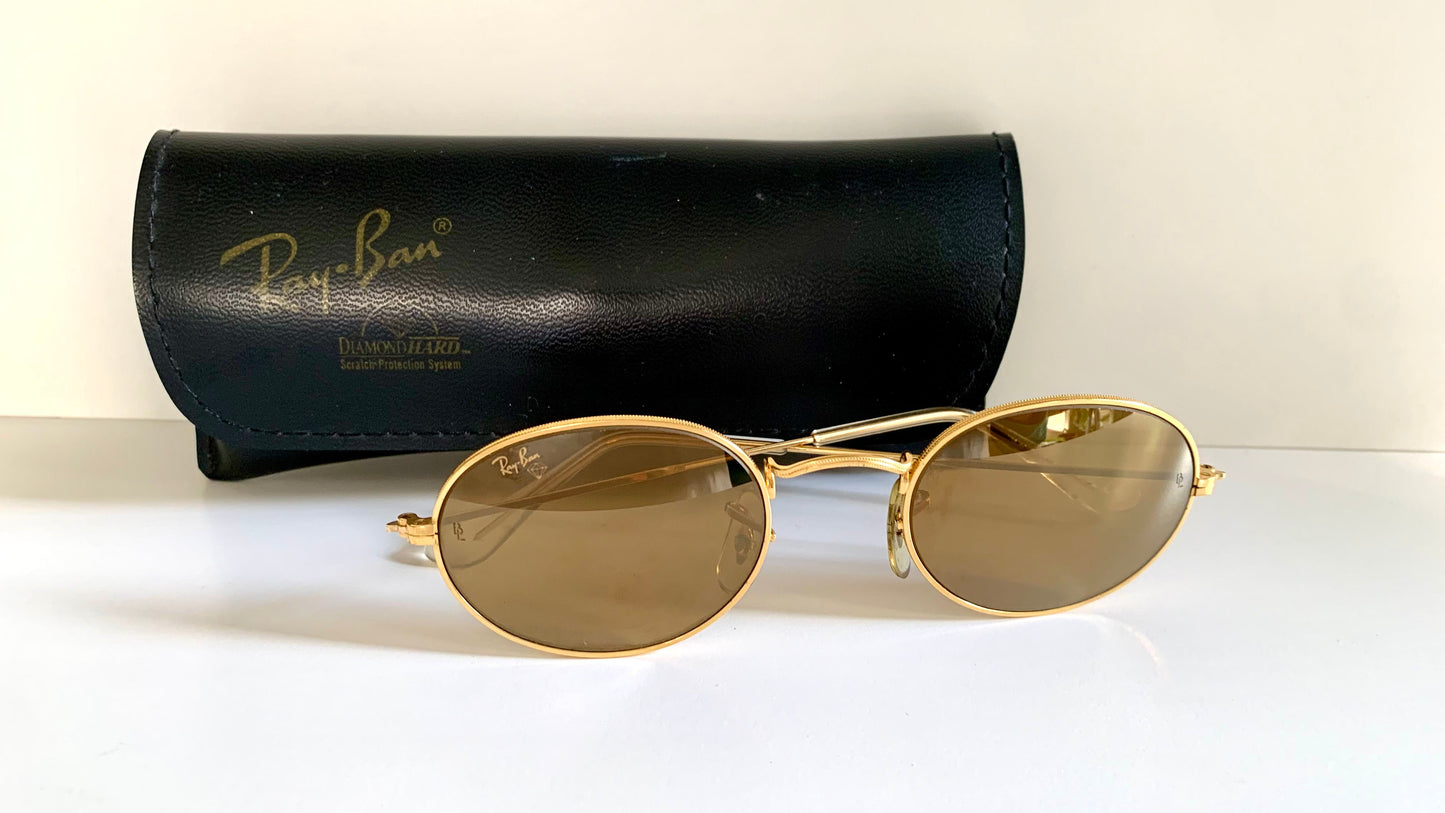 Ray Ban B&L USA - Diamond Hard W1919 90s 24k plated mirrored vintage sunglasses