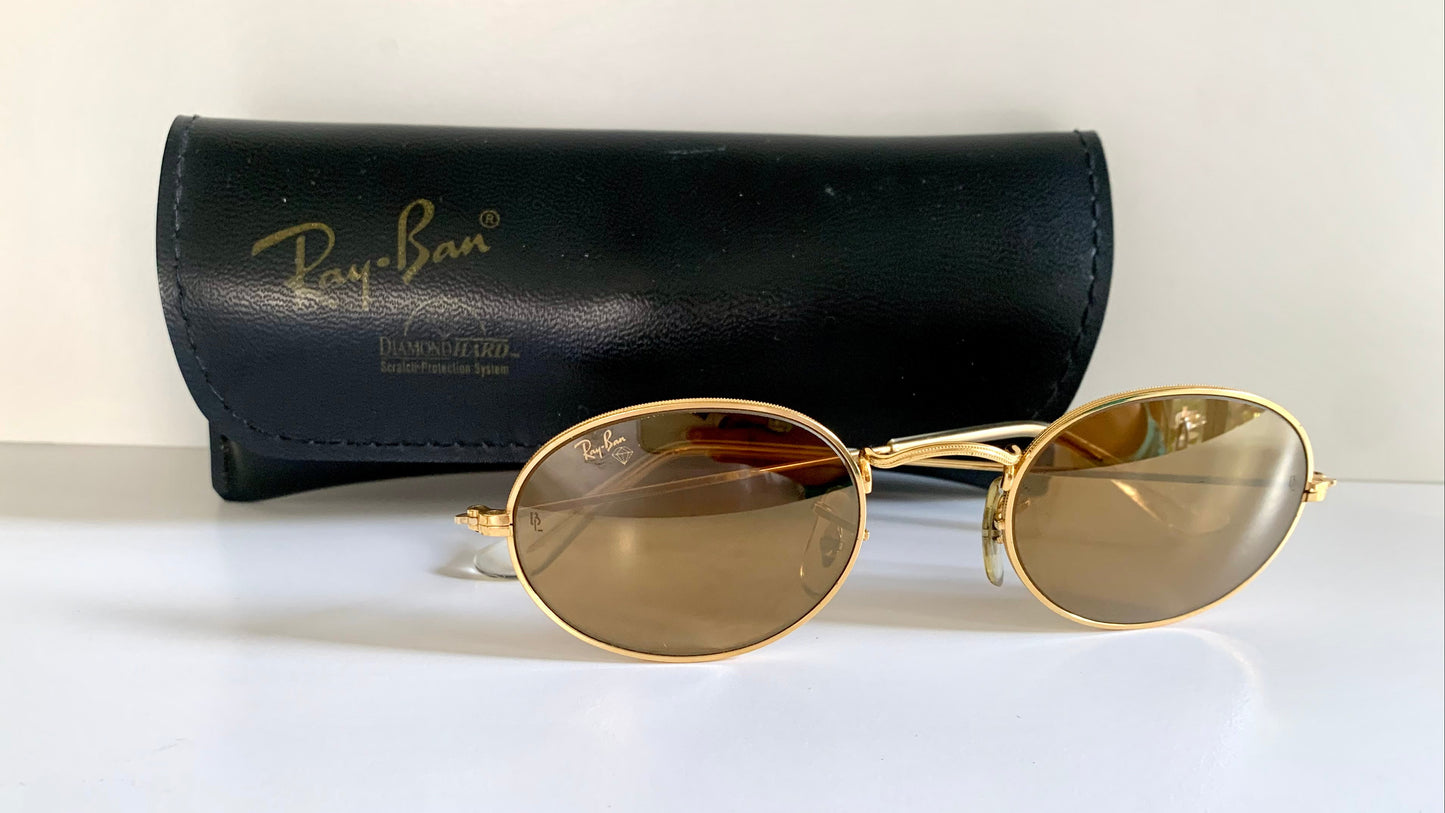 Ray Ban B&L USA - Diamond Hard W1919 90s 24k plated mirrored vintage sunglasses