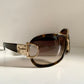 Gucci Vintage-Sonnenbrille aus den 90ern – brauner Wrap-Rahmen mit Strass-Horsebit-Logo