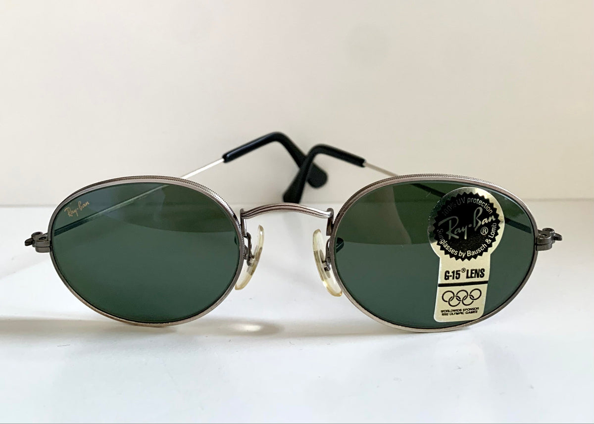 Ray Ban B&L USA vintage sunglasses - W1283 Antique Collection silver oval frame NOS