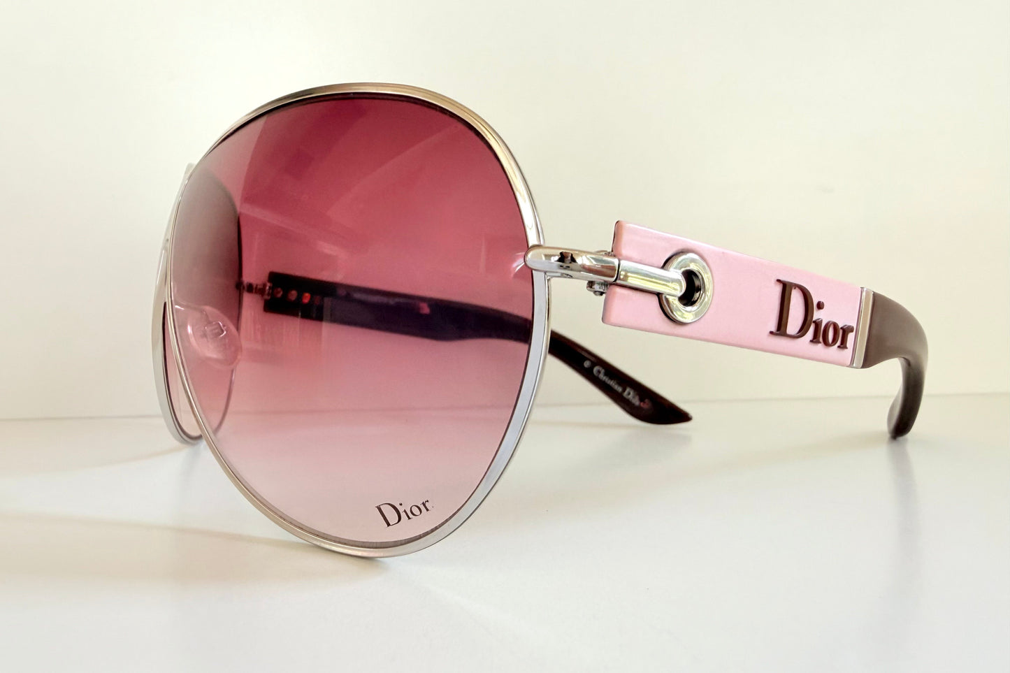 Christian Dior Vintage Sunglasses - Dior Logo 1 XL pink and silver frames